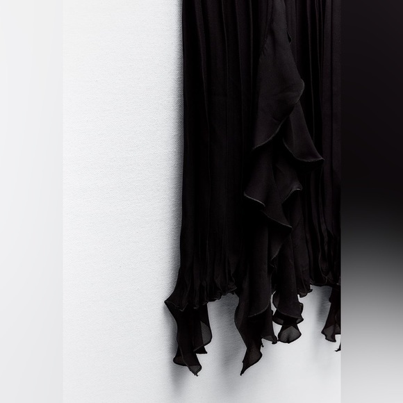 Zara RUCHED STRAPLESS Black DRESS Sz.S - Picture 8 of 13